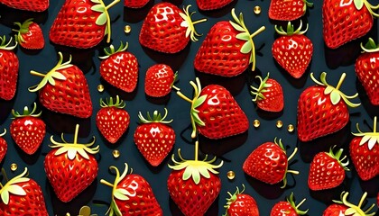 Fresh ripe strawberries close-up on a dark background
