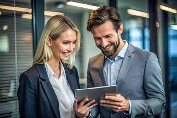 Corporate Professionals Using Tablet: Strategic Planning and Teamwork in Office