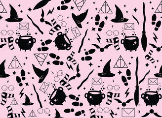 seamless pattern with magic halloween background 