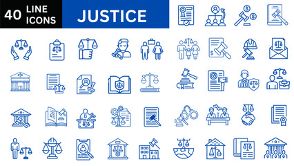 law and justice web icons set. vector illustration