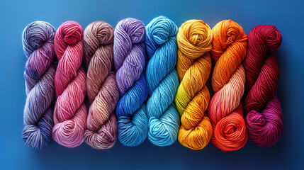 Colorful Yarn Texture Soft Wool with Copy Space