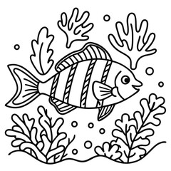 Naklejka premium fish in water book coloring mandala vector