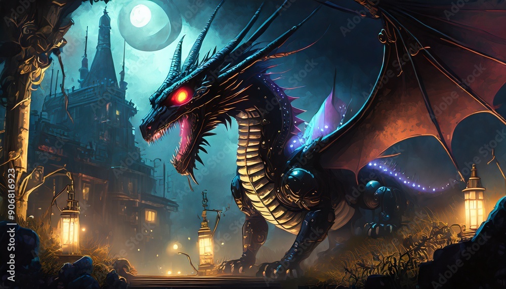 Canvas Prints dragon in the night