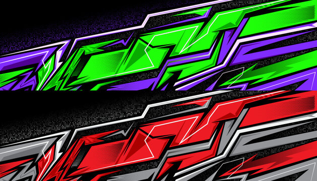 cars decals vibrant abstract design, dynamic colorful graphic vinyl wraps. Stripe sticker for cars, bikes, skate board 