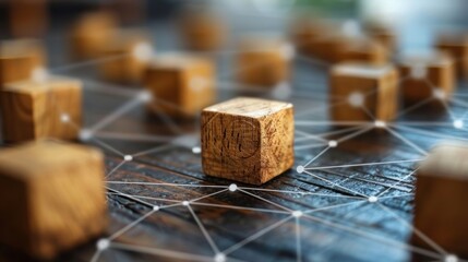 Interconnected Wooden Blocks on a Wooden Table