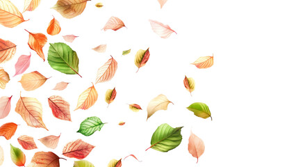 A white background with a lot of leaves scattered around it isolated on a transparent background