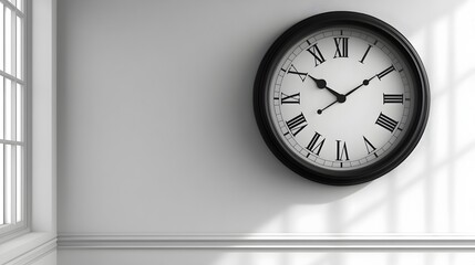 Elegant Classic Wall Clock in 3D Rendered Classroom Setting on Isolated Background