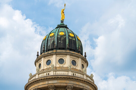 Detail of copula of Franzosischer Dom at Gendarmenmarkt square, Mitte, Berlin, Germany, Europe