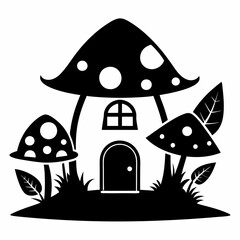 Mushroom House black silhouette