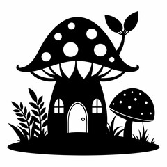 Mushroom House black silhouette