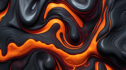 Lava hot flow flame texture, liquid black red inferno background