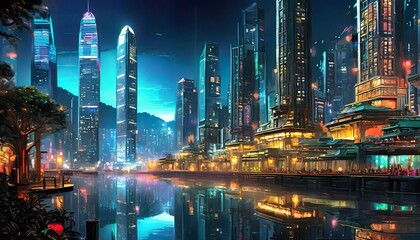 Fototapeta premium city skyline at night