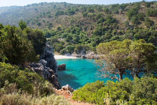 Cove and beach of Brisana, Peninsula of Karaburun, within the Karaburun-Sazan Marine Parc, Vlore Bay, Albania, Europe