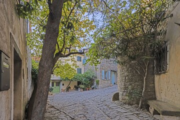 Picture from the town of Groznjan with idyllic cobbled streets and buildings made of natural stone