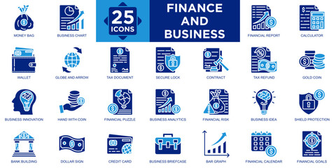 finance and business, business, finance, strategy, financial, technology icon set. Outline icons collection. Simple vector illustration
