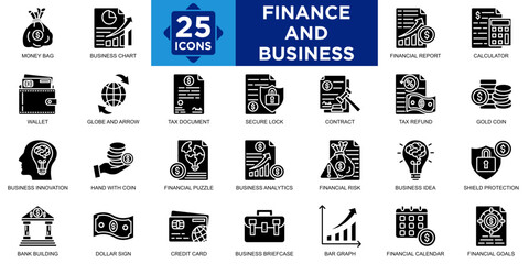 finance and business, business, finance, strategy, financial, technology icon set. Outline icons collection. Simple vector illustration