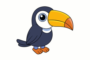 Colourful vector illustration of a toucan bird with its iconic large beak, perched on a branch, perfect for various design projects.