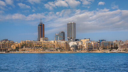 Fototapeta premium Malta, Europe - island architecture seen from a cruise ship on a cruise to Gozo