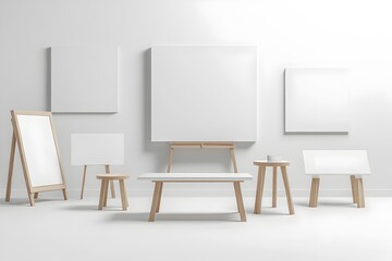 Presentation Boards and Project Displays in Modern 3D Rendered Studio Setting