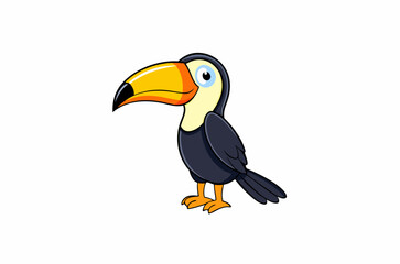 Colourful vector illustration of a toucan bird with its iconic large beak, perched on a branch, perfect for various design projects.