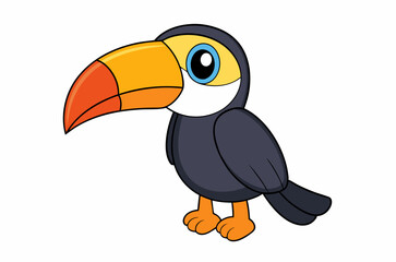 Fototapeta premium Colourful vector illustration of a toucan bird with its iconic large beak, perched on a branch, perfect for various design projects.