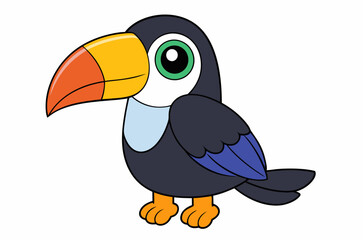 Colourful vector illustration of a toucan bird with its iconic large beak, perched on a branch, perfect for various design projects. © Sayan