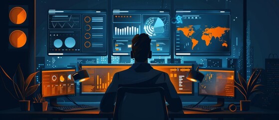 Security specialist analyzing live data feeds for immediate response, Continuous Monitoring, rapid threat response