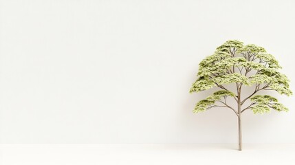 Obraz premium Minimalist Green Tree Model Placed Against White Background