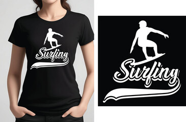Summer Surfing T shirt design vector.