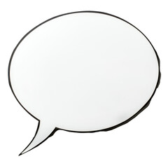 Minimalist white speech bubble on a white background. Concept of communication and text space.