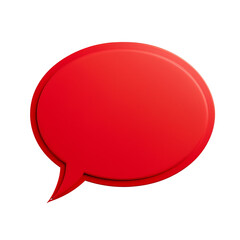 Minimalist red speech bubble on a white background. Concept of communication and messaging.