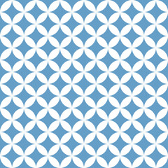 Seamless blue pattern with stars in circles