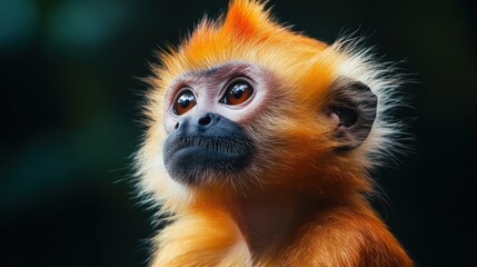 Fototapeta premium This type Javanese monkey is called langur or lutung the exotic primate latin name trachypithecus auratus background wallpaper AI generated image