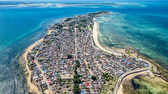 Aerial of the Island of Mozambique, UNESCO World Heritage Site, Mozambique, Africa