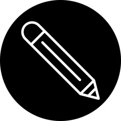 Pencil Vector Line White Circle Black