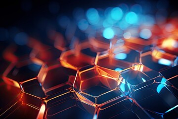 Abstract Background. An electrifying high-tech background featuring a fusion of octagonal and triangular shapes creating a futuristic and dynamic visual.