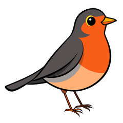 Robin on a branch, robin vector illustration, robin vector art, robin silhouette, bird vector icon, eps