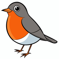 Robin on a branch, robin vector illustration, robin vector art, robin silhouette, bird vector icon, eps