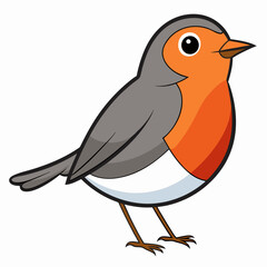 Fototapeta premium Robin on a branch, robin vector illustration, robin vector art, robin silhouette, bird vector icon, eps