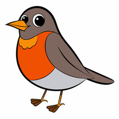 Robin on a branch, robin vector illustration, robin vector art, robin silhouette, bird vector icon, eps