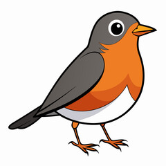 Robin on a branch, robin vector illustration, robin vector art, robin silhouette, bird vector icon, eps