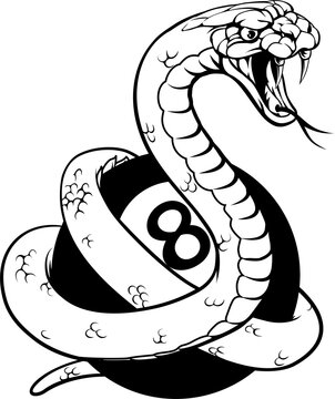 Snake Pool 8 Ball Billiards Mascot Cartoon