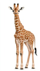 Obraz premium Majestic Young Giraffe Standing Gracefully in Bright Setting