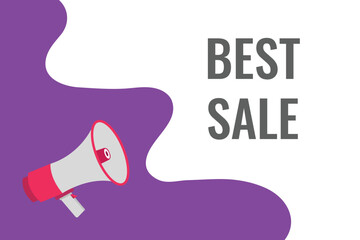 Best sale button, banner, label, template for website. Best sale text with colorful megaphone icon