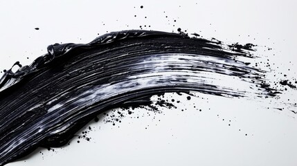 Black mascara brush stroke texture across white surface