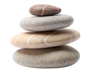 Fototapeta premium Natural stacked smooth stones in a balanced arrangement, ideal for meditation and decorative purposes. Isolated on transparent background, png.