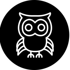 Owl Vector Line White Circle Black