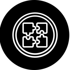 Puzzle pieces fitting together Vector Line White Circle Black