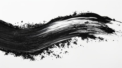 Black mascara brush stroke texture on white background