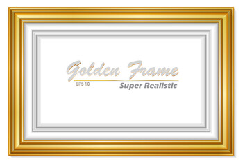 An elegant gold picture frame with super realistic shape. Approximate frame size 140x100 cm, high resolution 72 dpi. This image is NOT generated by Ai, the vector version is available in my gallery.